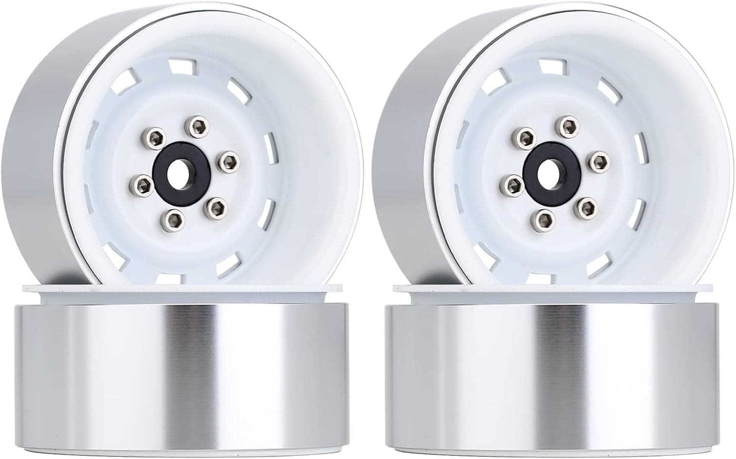 HOTSTORM 1.9 Wheel 4pcs Metal Beadlock Wheel Rim Hub for Axial SCX10 90046 TRX4 D90 1/10 RC Crawler Car,White