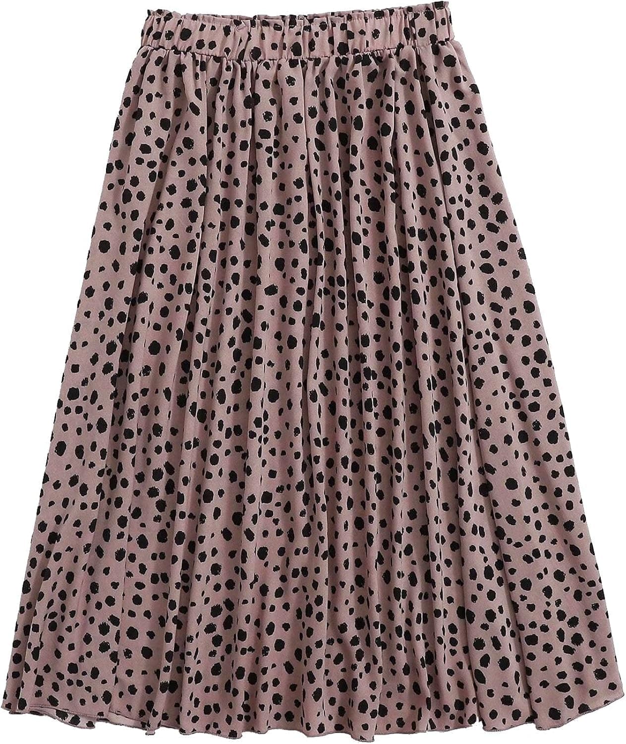 Floerns Women's Plus Size Ditsy Floral Flared Midi Skirt Polka Dots Pleated Skirts