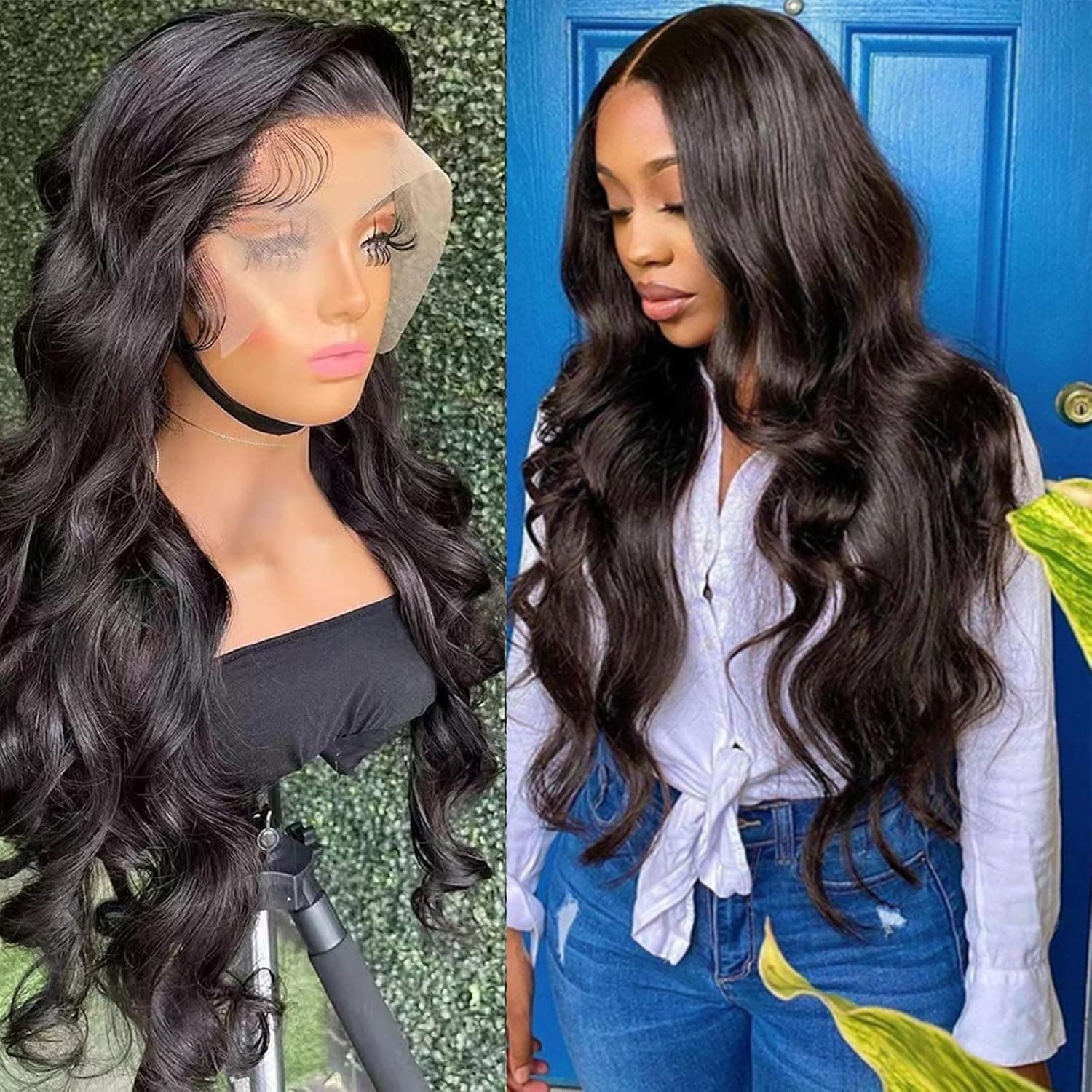 NewCraft Long Body Wavy Wig Black Wigs Synthetic Lace Front Wig 180% Density Natural Hairline Hair Replacement Wigs for Women 22 Inch