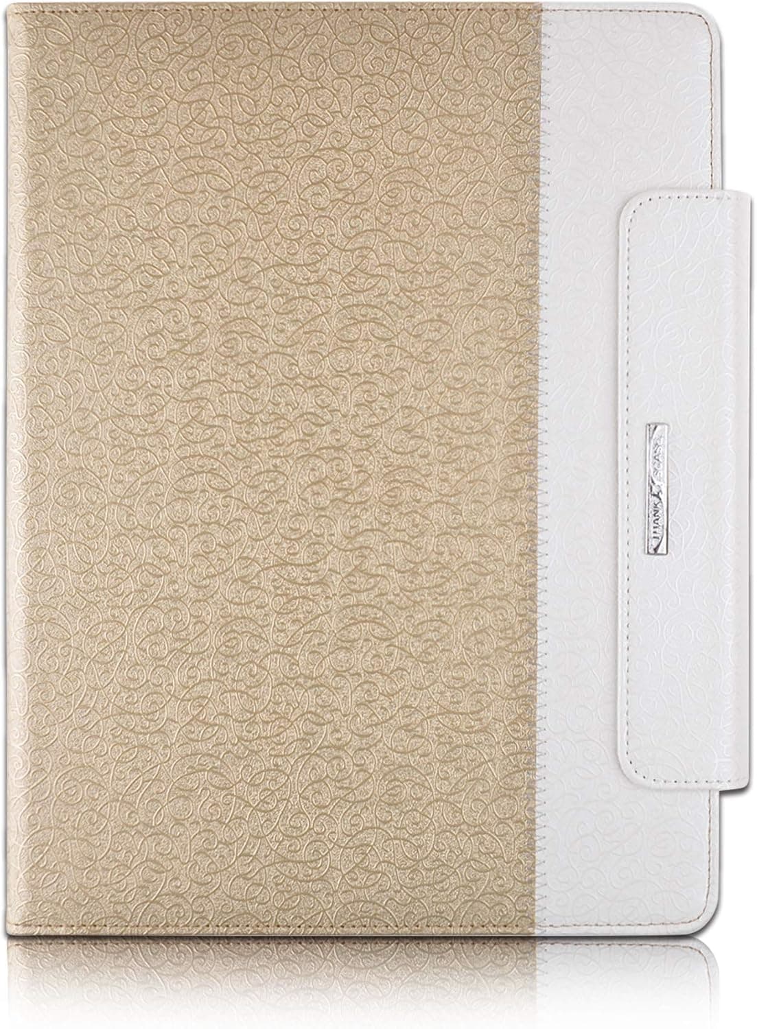 Thankscase Case Compatible for iPad Pro 12.9 2018 Release, 360 Degree Rotating Stand Case Cover with Pencil Holder, Wallet Pocket, Hand Strap (Gold)