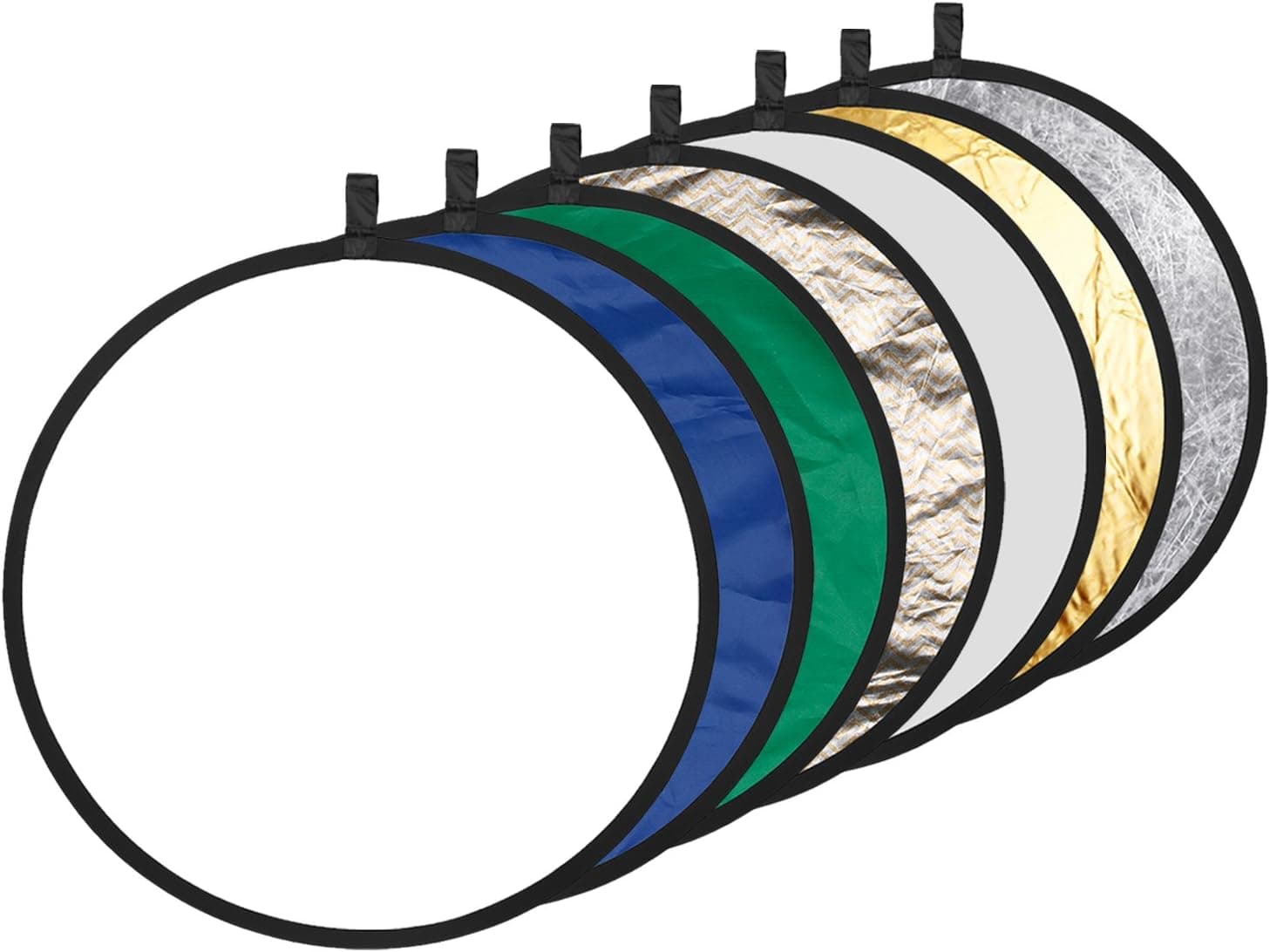 Neewer 7-in-1 Round Collapsible Mini Light Reflectors Multi Photo Disc for Photography - 12 inches/30 Centimeters Portable Sun Reflector (White, Blue, Green, Gold, Silver and Black)