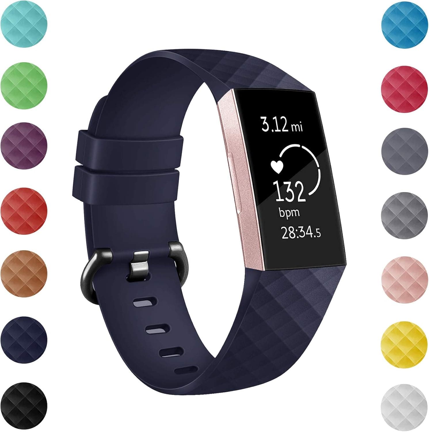 Fundro Replacement Bands Compatible with Fitbit Charge 3, Chrage 3 SE, Classic & Special Edition Adjustable Sport Wristbands (1-Pack Navy Blue, Large)