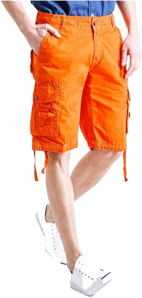 MorryOddy Men's Casual Cotton Multi-Pocket Cargo Shorts