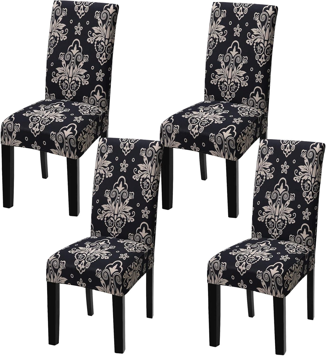 Fuloon 4 Pack Super Fit Stretch Removable Washable Short Dining Chair Protector Cover Seat Slipcover for Hotel,Dining Room,Ceremony,Banquet Wedding Party