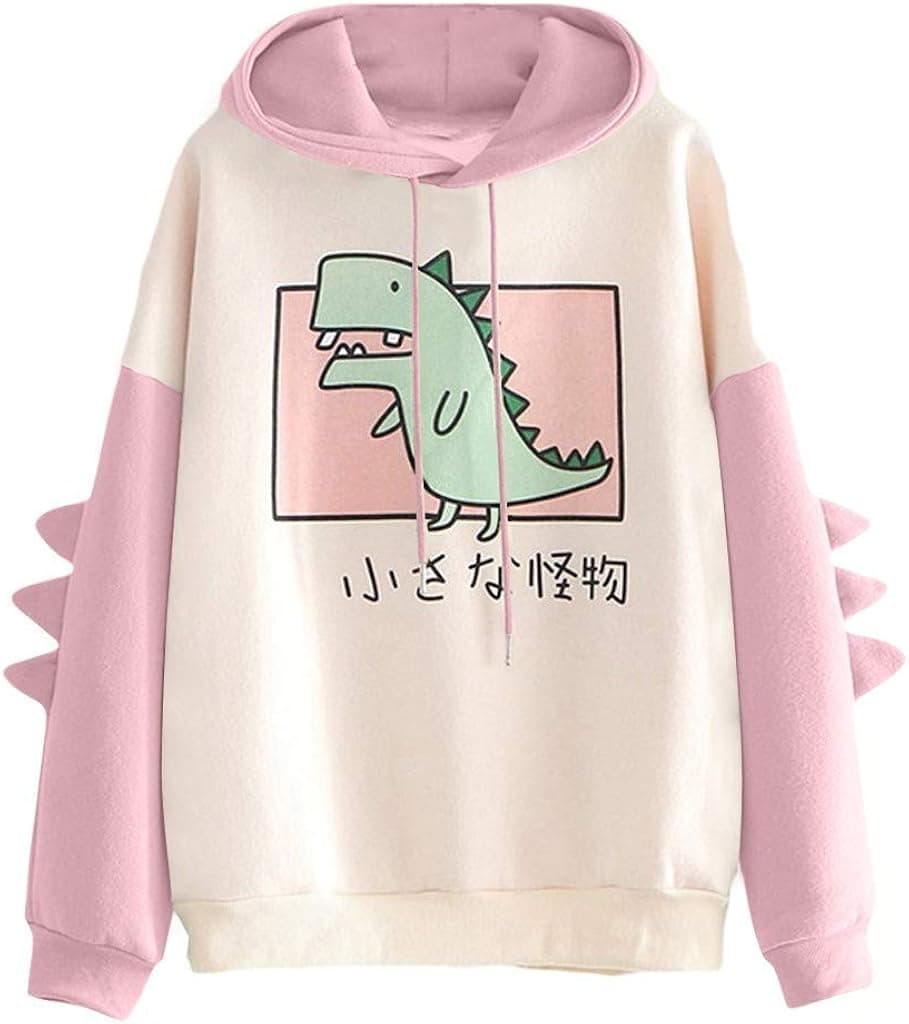 Women's Kawaii Hoodie Autumn Winter Warm Cute Dinosaur Jumper Outwear Long Sleeve Sweatshirt Girl’s Jumper