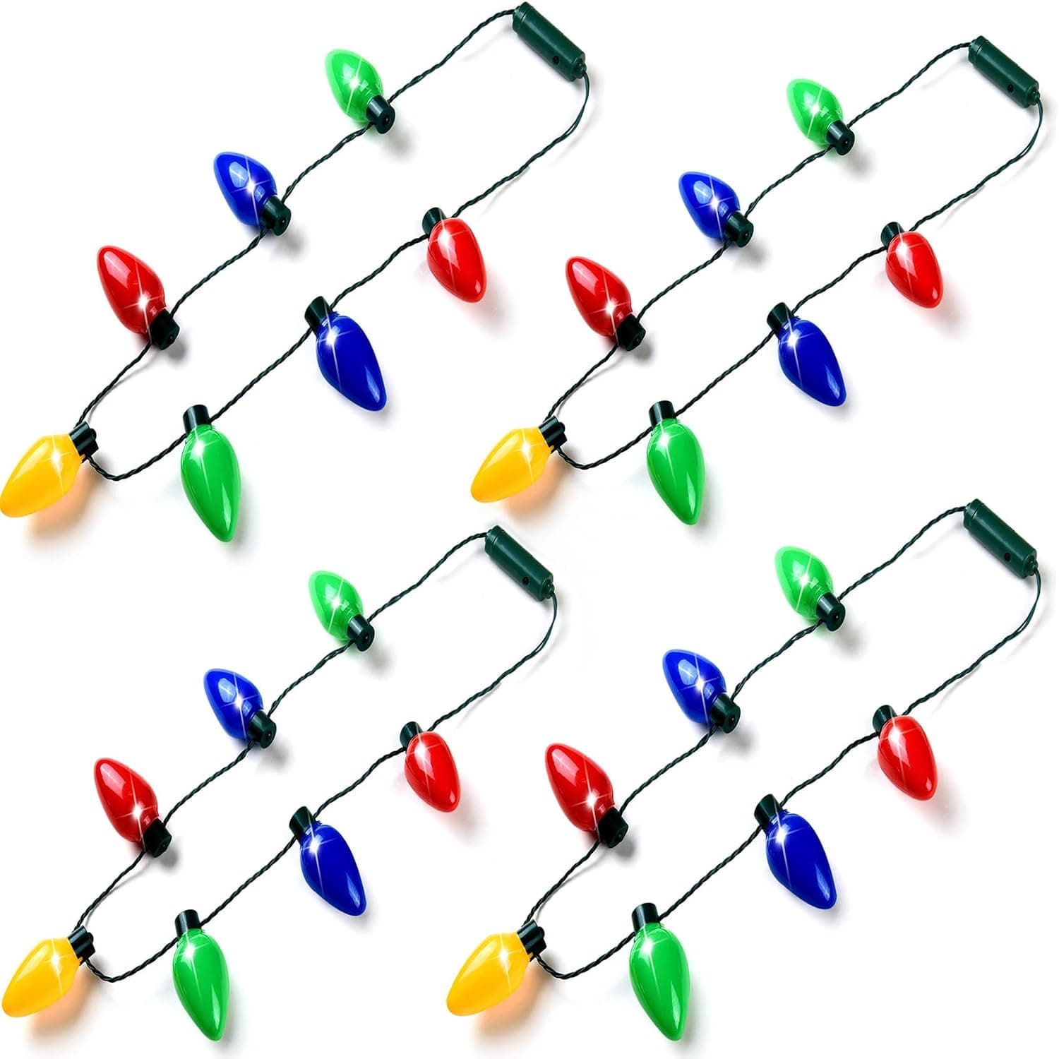 Flashing Christmas Light Necklaces Led Light Bulb Necklace Blinking Holiday Light Up Necklace For Adults Kids Christmas Party Favors