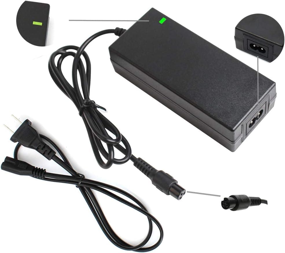 EVAPLUS 29.4V 2A Battery Charger, Lithium Power Adapter PowerFast 3-Prong Inline Connector for 24V Pocket Mod, Sports Mod Lithium Battery