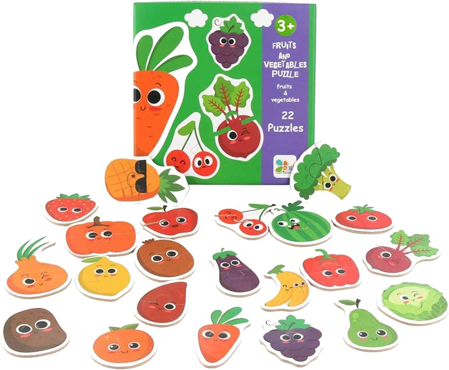 Little Bado Vegetables Floor Puzzles for Kids Puzzles Age 3 5 4 6 Years Olds Boys and Girls Animals Jigsaw Puzzles Children Toddlers Easy Puzzles for 3 Year Old Girls Match Puzzle