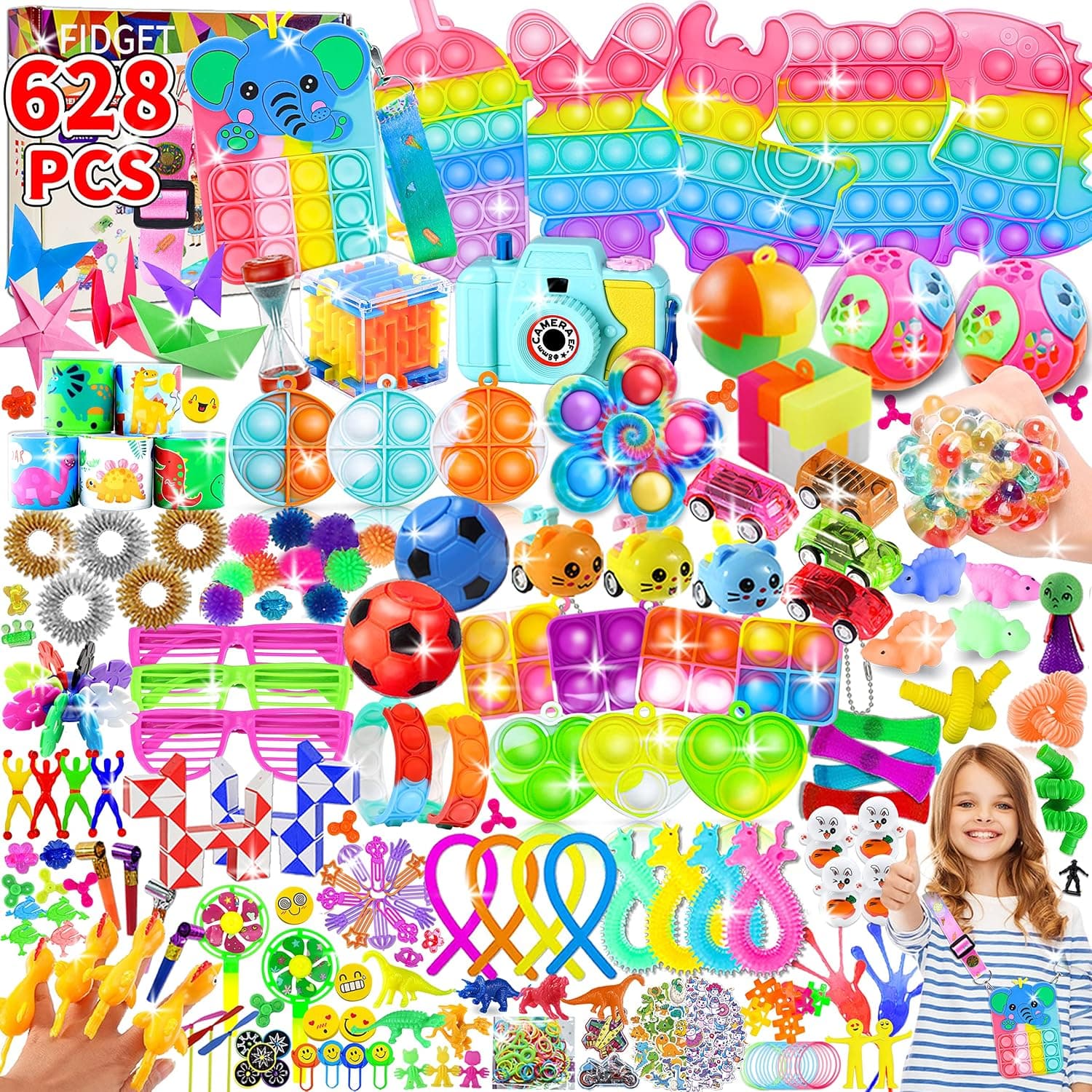 628pcs Party Favors for Kids, Fidget Toys Pack, Stocking Stuffers, Fidget Toys Bulk, Birthday Gift Toys, Prize Box, Treasure Box, Goodie Bag Stuffers, Carnival Prizes,Pinata,Classroom Toys,Sensory Toys