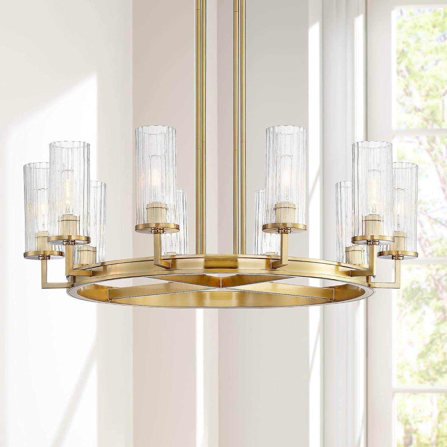 Stiffel Janice 35" Wide Gold and Clear Glass 10-Light Ring Chandelier