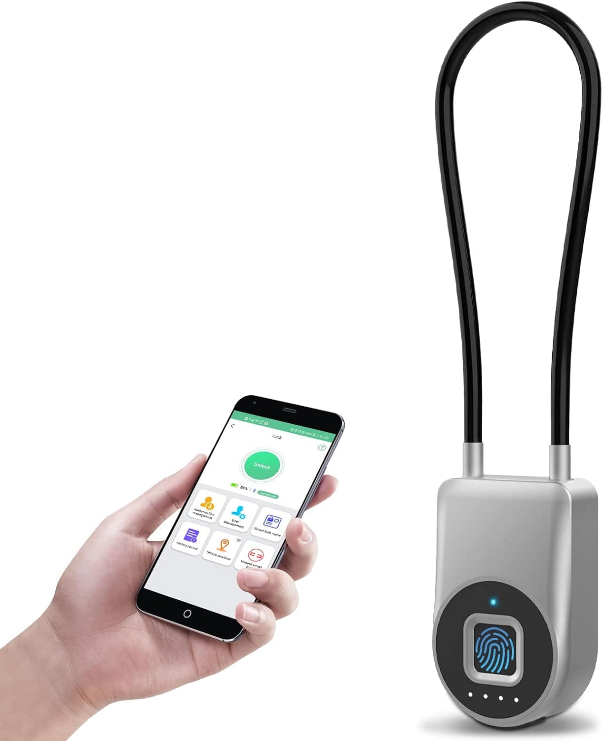 Combination Lock, Dhiedas Fingerprint Padlock, Fingerprint Cable Lock, Bluetooth Padlock, Cord Padlock, Waterproof Pad Lock for Gym, Helmet, Suitcase, Backpack, Bike, Office, Door