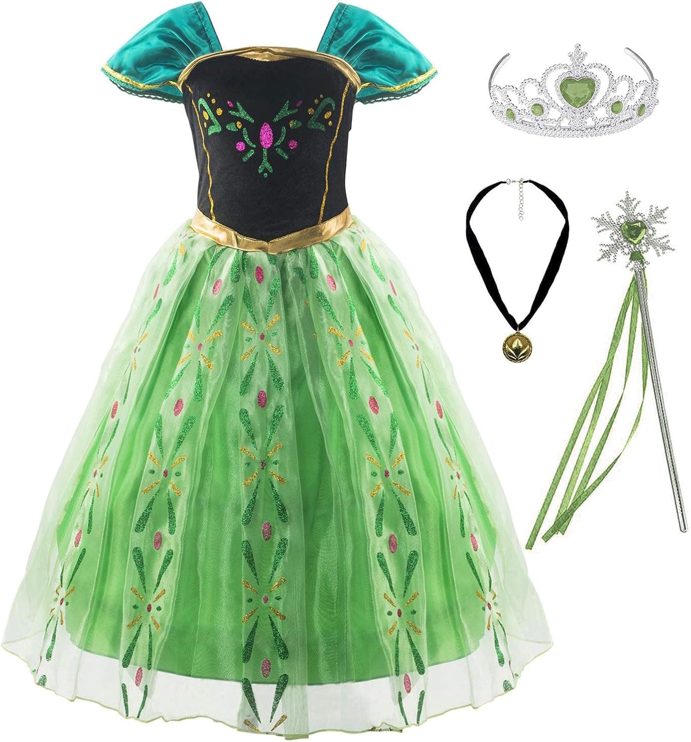 Padete Little Girls Green Snow Princess Party Dress up