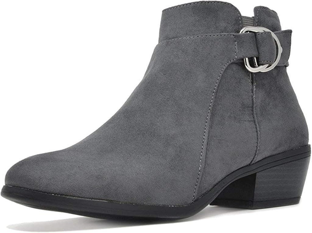 TOETOS Women's Block Heel Side Zipper Ankle Booties