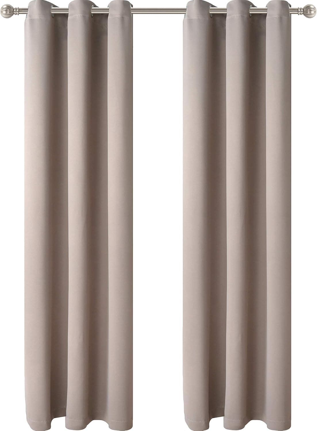 LORDTEX Blackout Curtains for Bedroom -Thermal Insulated Curtains with Grommet Top Room Darkening Noise Reducing Window Drapes for Living Room, 2 Panels, Khaki, 42 x 84 inch