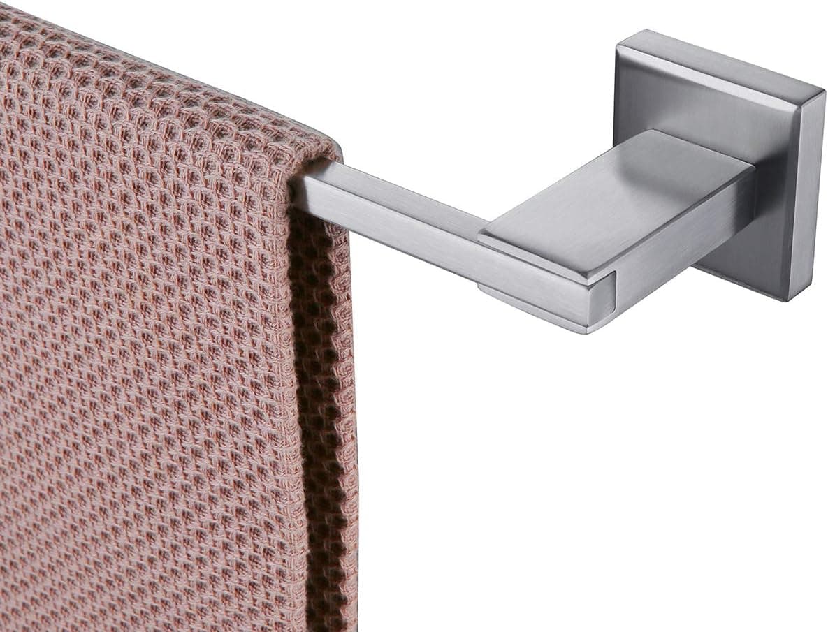 Kenivix 24 Inches Towel Bar SUS 304 Stainless Steel Bathroom Towel Rack Bath Towel Holder RUSTPROOF Wall Mount Brushed Steel Square Style
