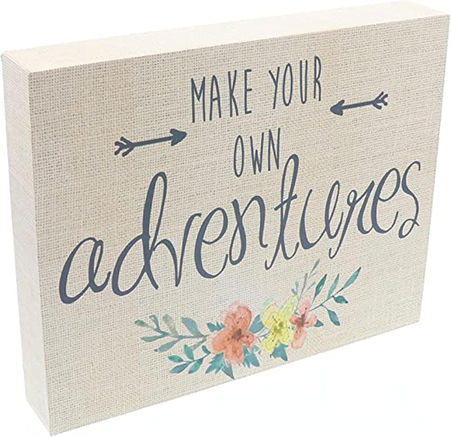 Barnyard Designs Make Your Own Adventures Box Sign, Primitive Country Farmhouse Home Decor Sign with Sayings 10" x 8"