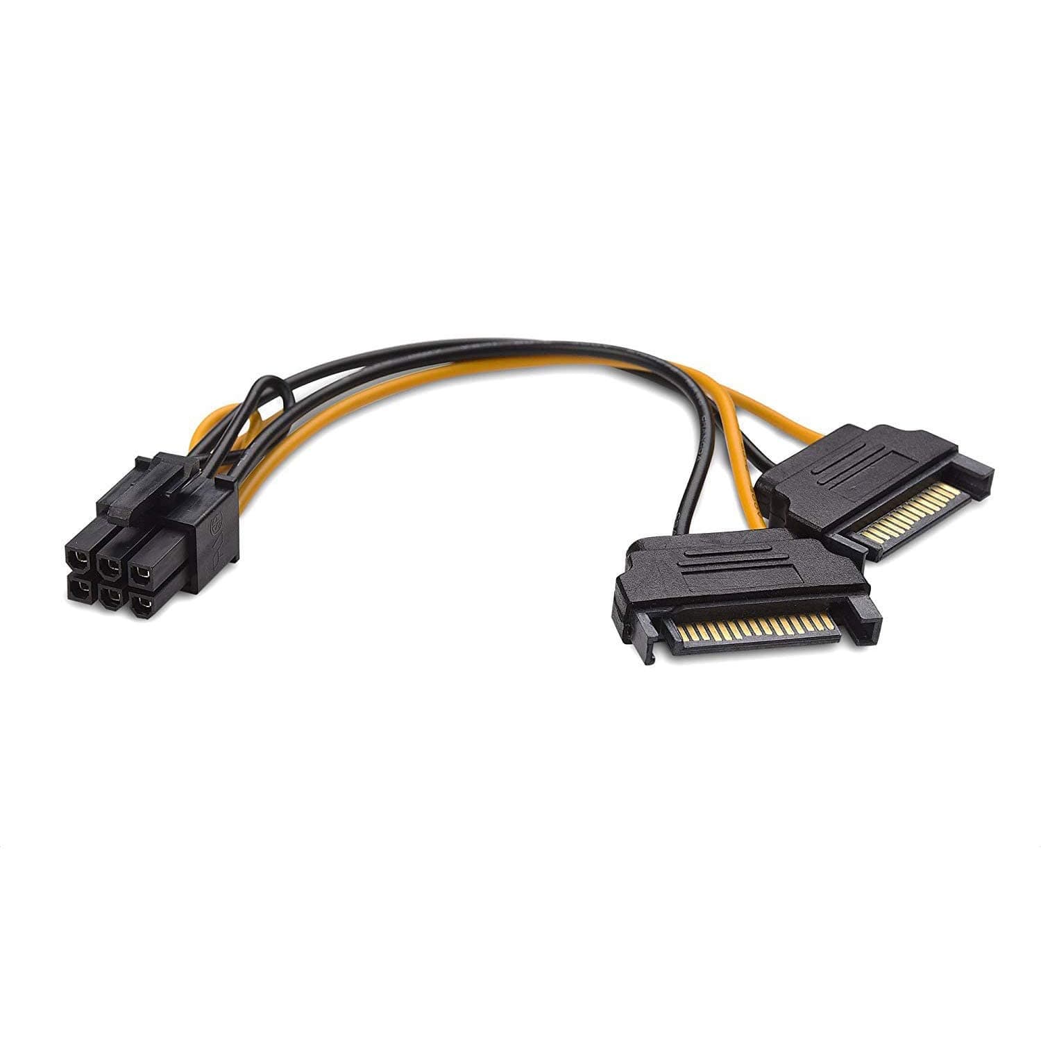 6 Pin PCIe to Dual SATA 15 Pin Male Power Cable, 2X 15-Pin SATA Male to 6 Pin PCI-Express Female Video Card Power Adapter Cable (20CM/8inch)