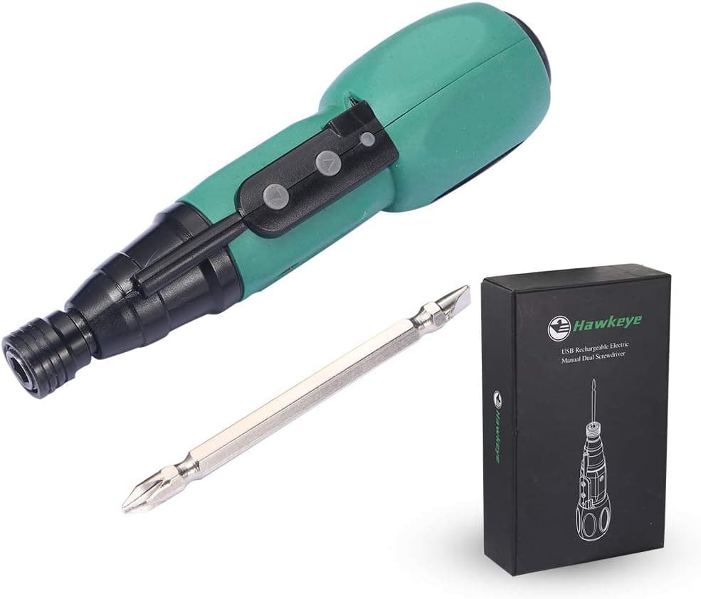 Power Screwdriver Cordless Screwdriver Rechargeable 3.6V Mini Protable Electric/Manual 2-in-1 Screwdriver with Front LED, 12Pcs Precision Screwdriver Bits, USB Charging Cable, Green