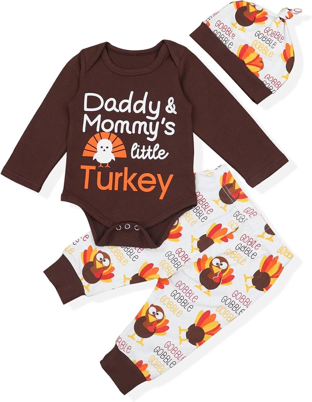 oklady Newborn Baby Boy My First Thanksgiving Clothes Romper Turkey Print Pants Set