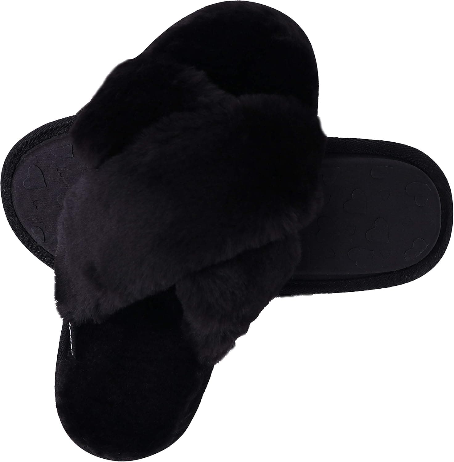 LUBOT Women's Fuzzy Slippers Furry Cozy Memory Foam Slippers Fluffy Plush Faux Fur Lined Anti-Skid House Shoes Indoor