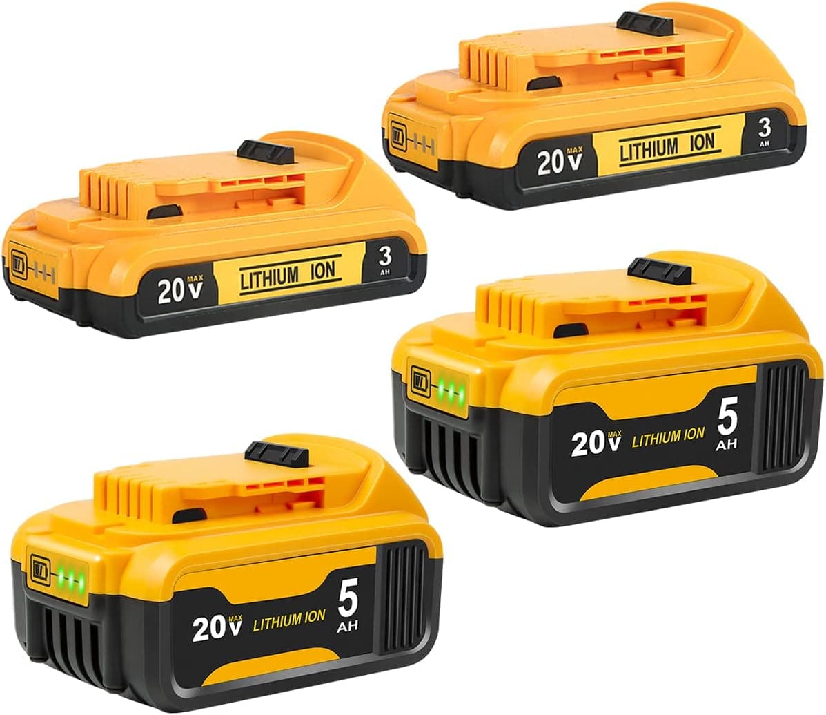 COMRGIKE 4Pack 3000mAh & 5000mAh Replacement for Dewalt 20V Battery