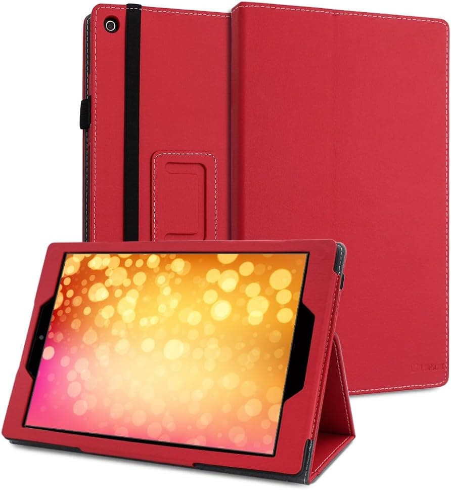 Fire HD 10 Case, Amazon Fire 10 Case,Leafbook Amazon Fire Case Slim Fit Leather Standing Folio Case for Amazon Fire HD 10 Tablet with Auto Wake/Sleep fire 5th Generation case -2015, red