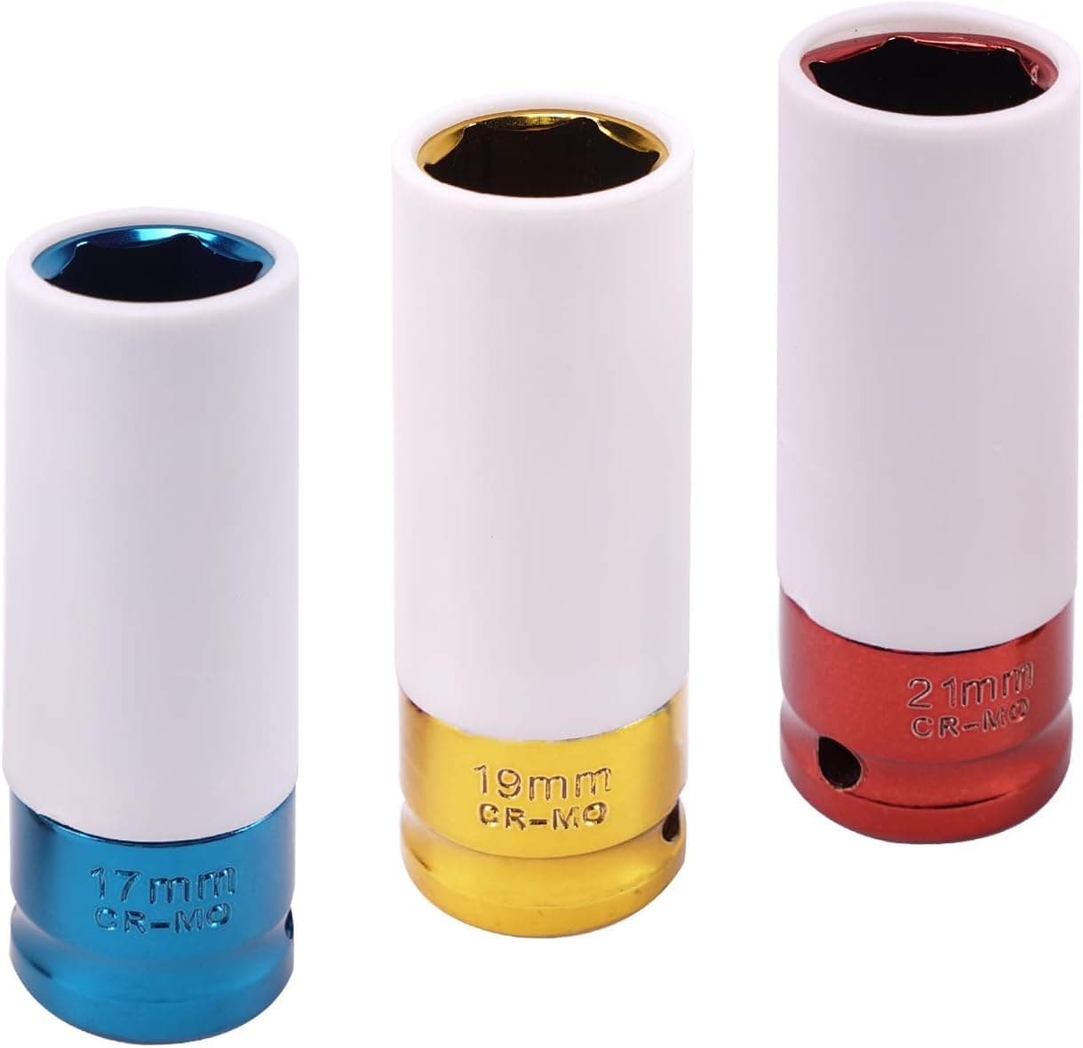 leofit Drive Lug Nut Socket Set 1/2 Inch Thin-Walled Rim Protect Sleeves 3PC Metric 17/19/21 mm