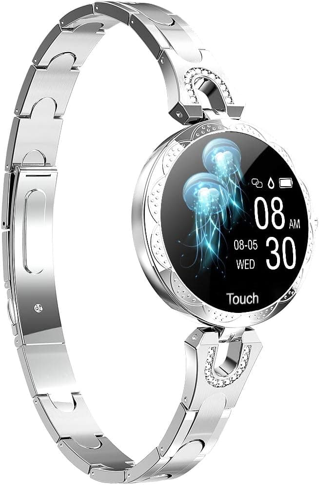 Thafikzi Smartwatch for Women Compatible for iPhone Samsung Android iOS Phones. Smart Bracelet with Female Menstrual Cycle Heart Rate Blood Pressure Remote Photography Waterproof Pedometer (Sliver)