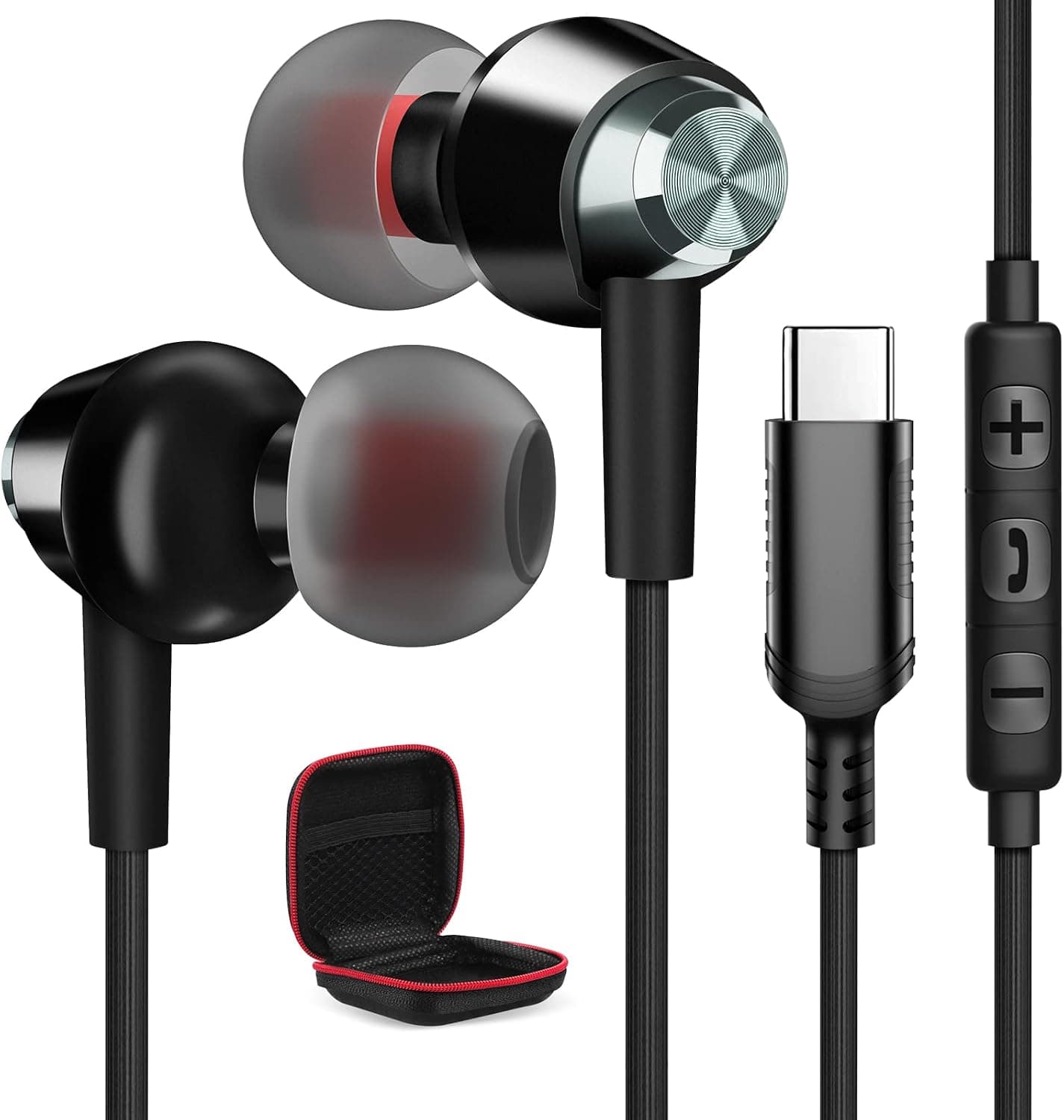 Jiunai USB C Headphones for S22, Magnetic Attached in-Ear Stereo Type C HiFi Digital Wired Earbuds with Mic Noise Reduction Earphone for MacBook Samsung Galaxy S23 Z Flip 4 iPad Pixel 7a