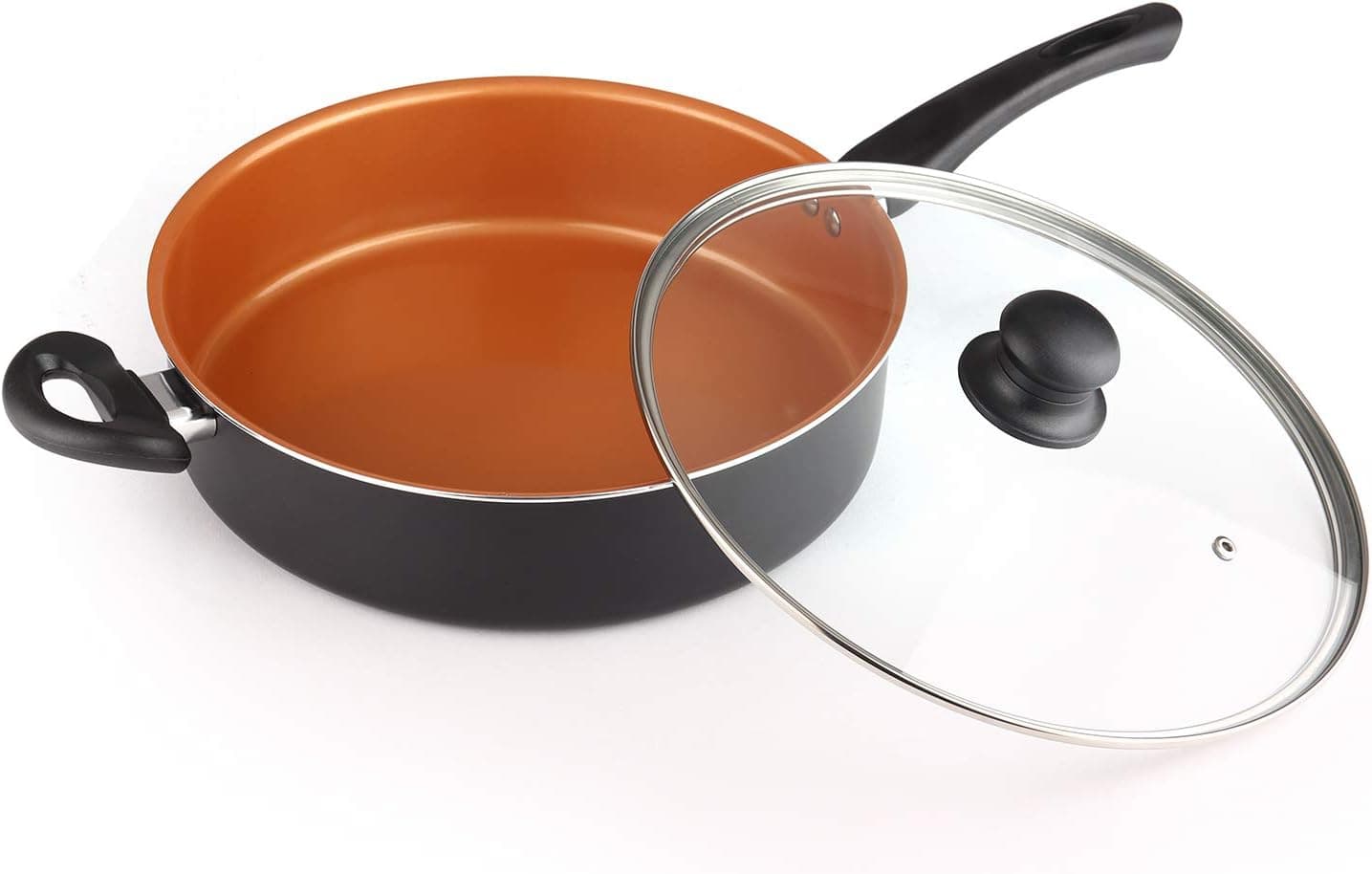 MICHELANGELO 5 Quart Saute Pan With Lid, Ultra Nonstick Copper Saute Pan, Ceramic Skillet with Lid, Copper Frying Pan, Deep Saute Pan Nonstick, Induction Skillets -11 Inch