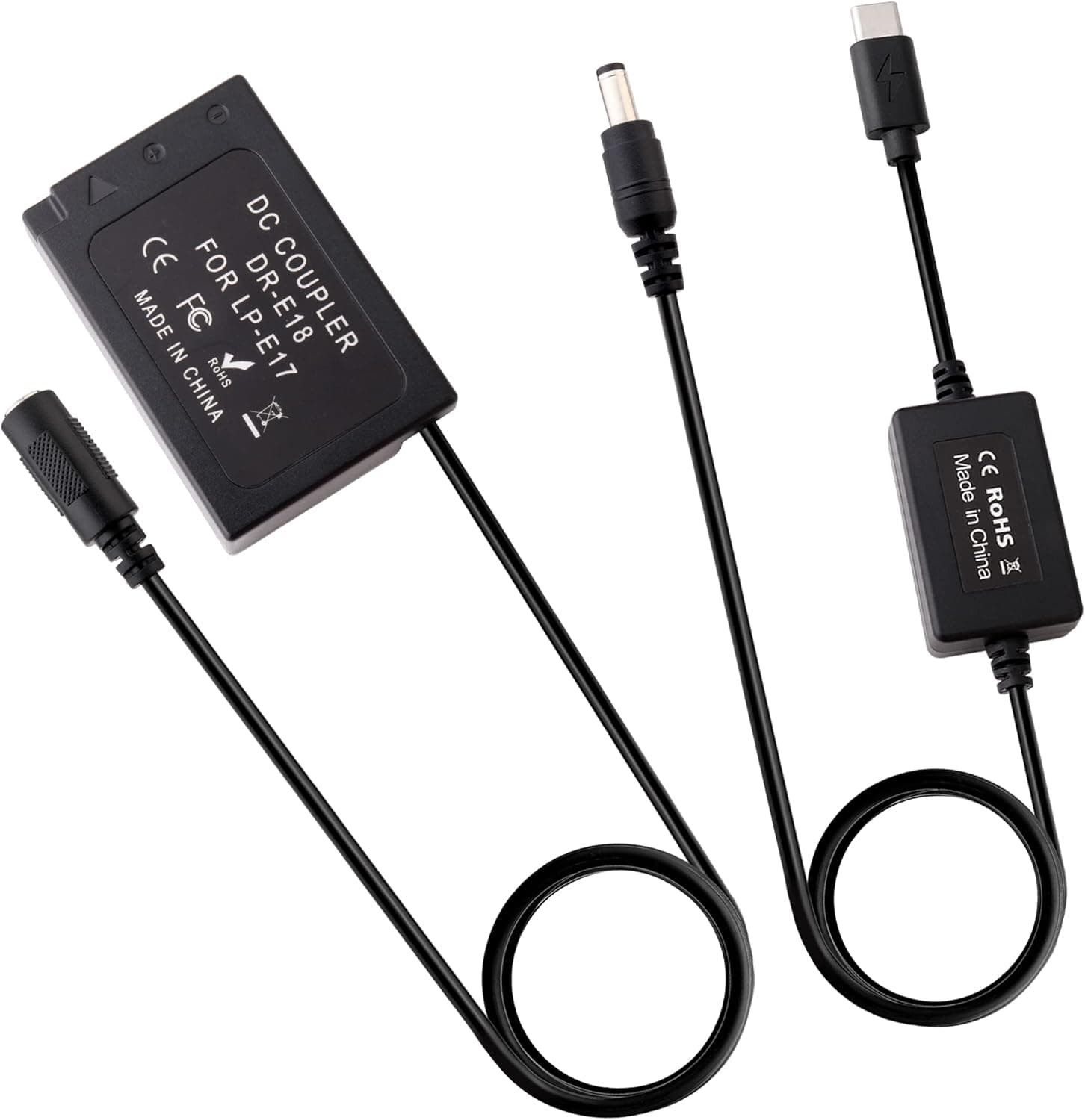 KOERTACOO DR-E18 DC Coupler (LP-E17 Dummy Battery) + ACK-E18 USB-C PD Power Cable Adapter Kit for Canon EOS 750D,760D,800D, 850D,77D,Rebel T6i,T6s,T7i,T8i,SL2,SL3,Kiss X8i RP,EOS 8000D Cameras.