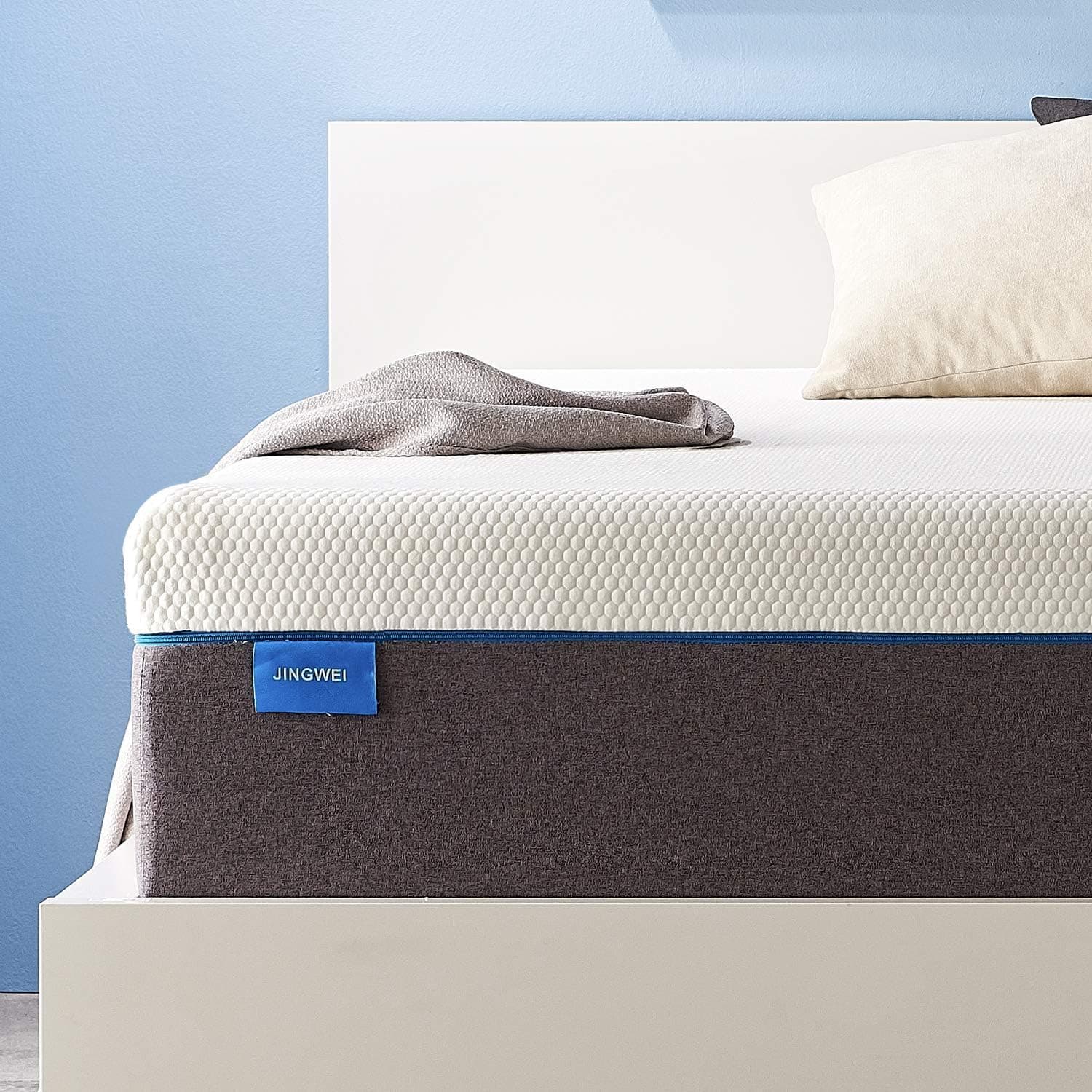 JINGWEI King Size Mattress, 5 Inches Cooling-Gel Memory Foam Mattress Bed in a Box, Certified Foam, Pressure Relief Supportive, Medium Firm, 76 X 80 X 5 inches