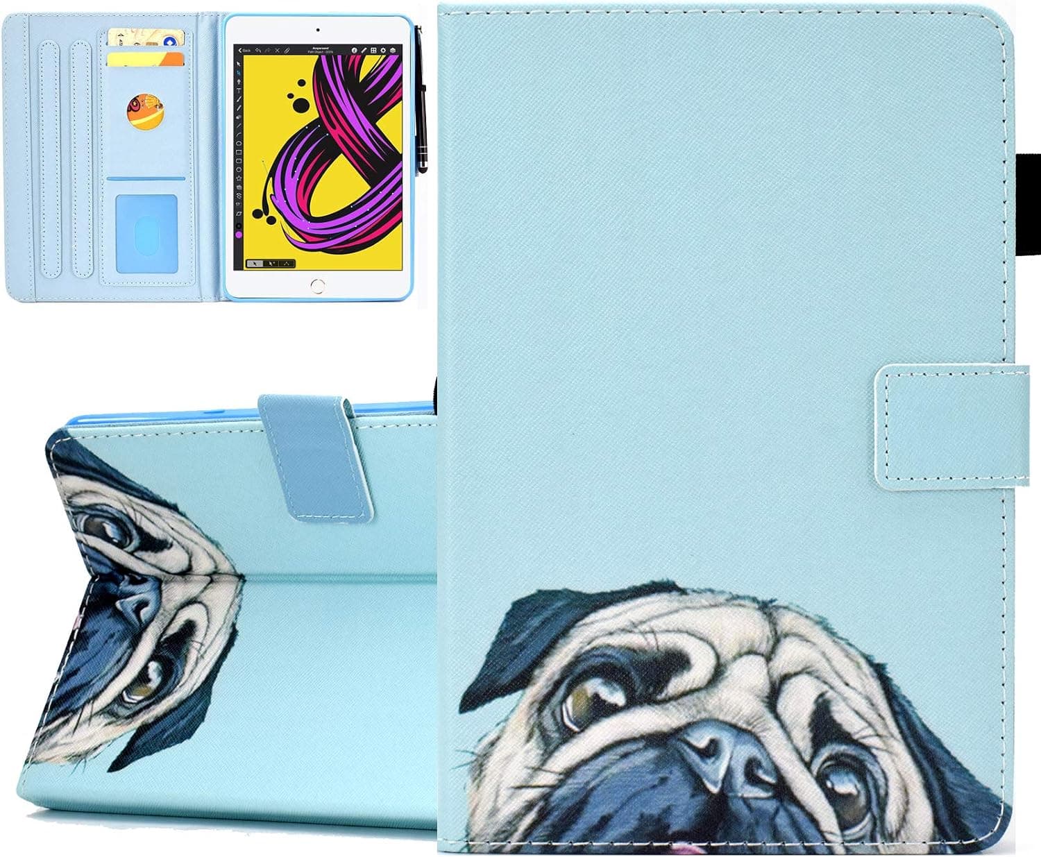 Funut iPad 10.2 Case 2021/2020/2019, iPad 7th/8th/9th Generation Case, Premium Leather Protective Smart Case, Auto Sleep/Wake, Multi-Angle Stand Cover for iPad 7th/8th Gen, Dog