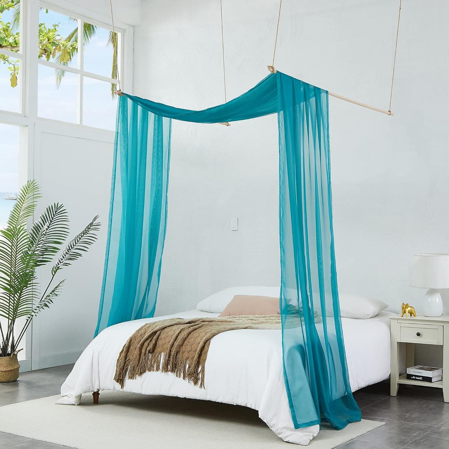 Warm Home Designs Teal Bed Canopy Curtains in 55 x 288 Inch Size. Our King Canopy Bed Curtains Work Great as Kids Canopy, Bed Scarf, Bed Curtain or to Enhance Bed Decor. BC Teal 288"