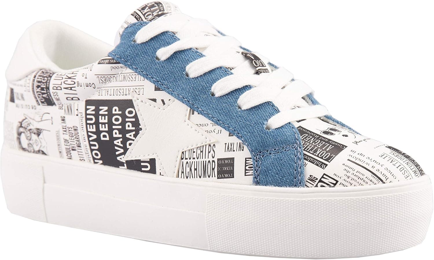 Carcuume Women's Fashion Platform Sneakers Lace-up Casual Walking Shoes, STARLINGER2-Fashion Print-7.5