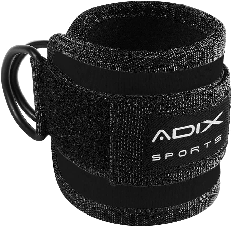ADIX Sports - 1 Piece Ankle Strap for Cable Machines Padded Gym Cuff for Kickbacks, Glute Workouts, Leg Extensions, Hip Abductors for Men and Women, Steel Double D Ring, Neoprene Support
