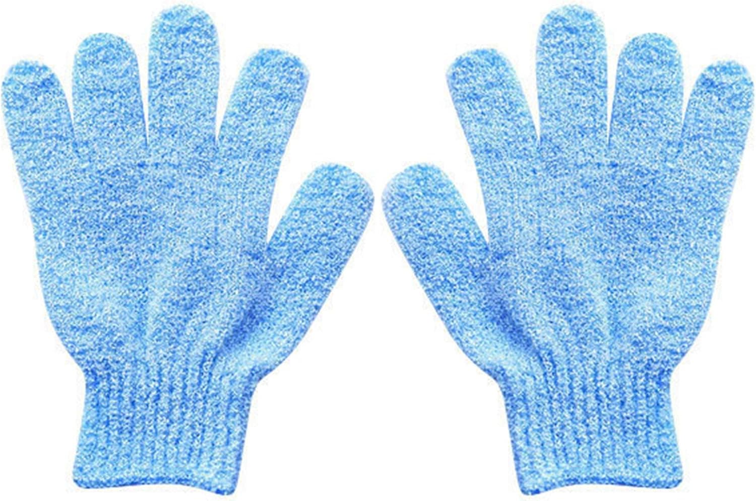 Marktol Exfoliating Gloves,Soft Nylon Double Sided Shower Gloves,Use for Beauty,Spa,Massage,Skin Shower Scrubber,Blue