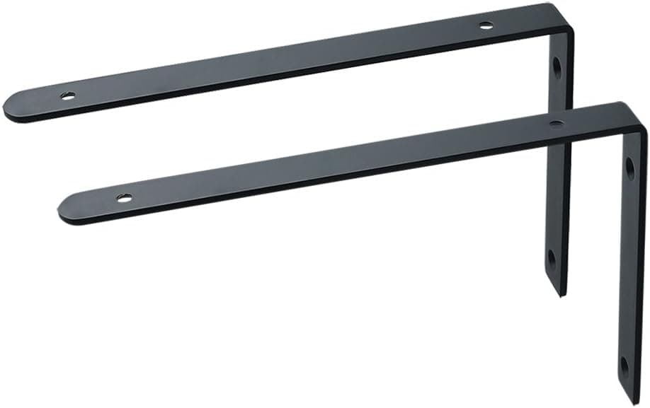 Sayayo Shelf Bracket Corner Brace Joint Angle Bracket Shelf Support Wall Hanging 10x6 Inch, Stainless Steel Matte Black, 2 Pcs, AB5218P2