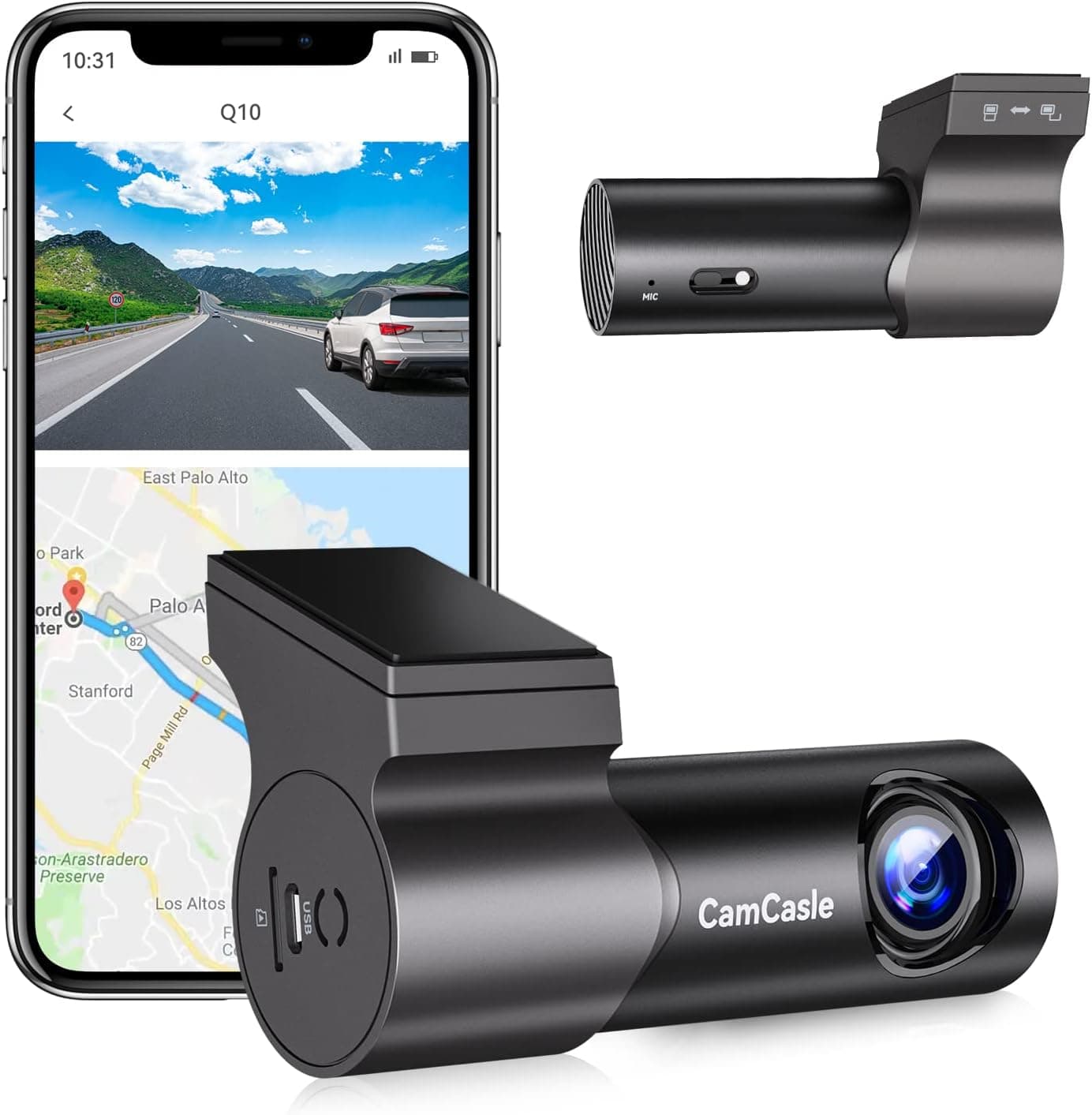 Dash Cam for Cars, CamCasle with Powerful Compact &Most Reliable, Car On-Dash Recorder, 1080P Full HD, Super Night Vision, G-Sensor, WDR, Supercapacitor, 140 Degree Wide Angle, Loop Recording - Q10
