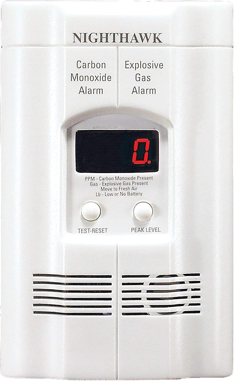 Kidde Nighthawk Carbon Monoxide Detector & Propane, Natural, & Explosive Gas Detector, AC-Plug-In with Battery Backup, Digital Display , White