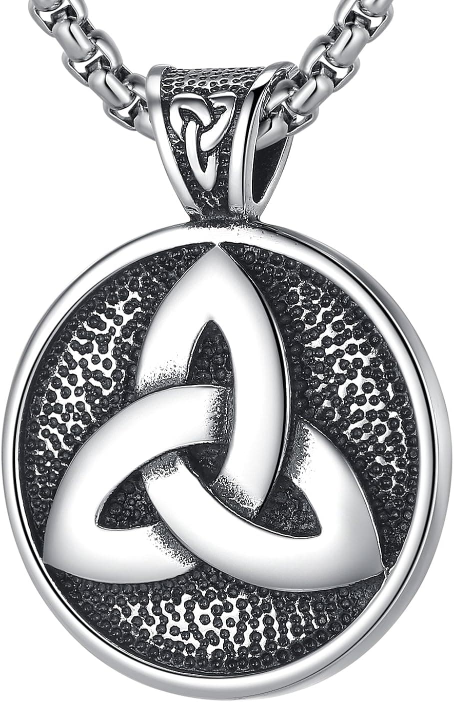 LineAve Men's Stainless Steel Large Triquetra Celtic Trinity Knot Pendant Necklace 23" + 2", 7f0006