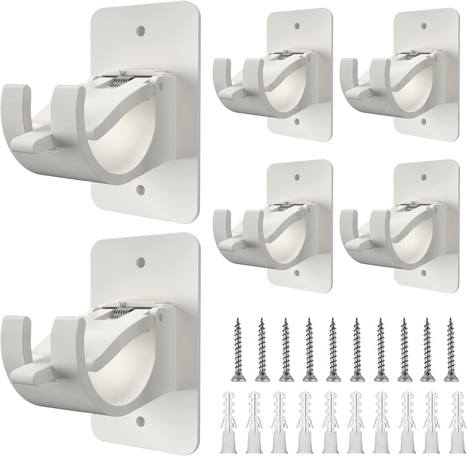 6PCS Upgraded Curtain Rods No Drilling,No Drill Curtain Rod Brackets Self Adhesive Curtain Rod Holders Nail Free Adjustable Curtain Rod Hooks Curtain Hangers for Bathroom Kitchen Bathroom Hotel