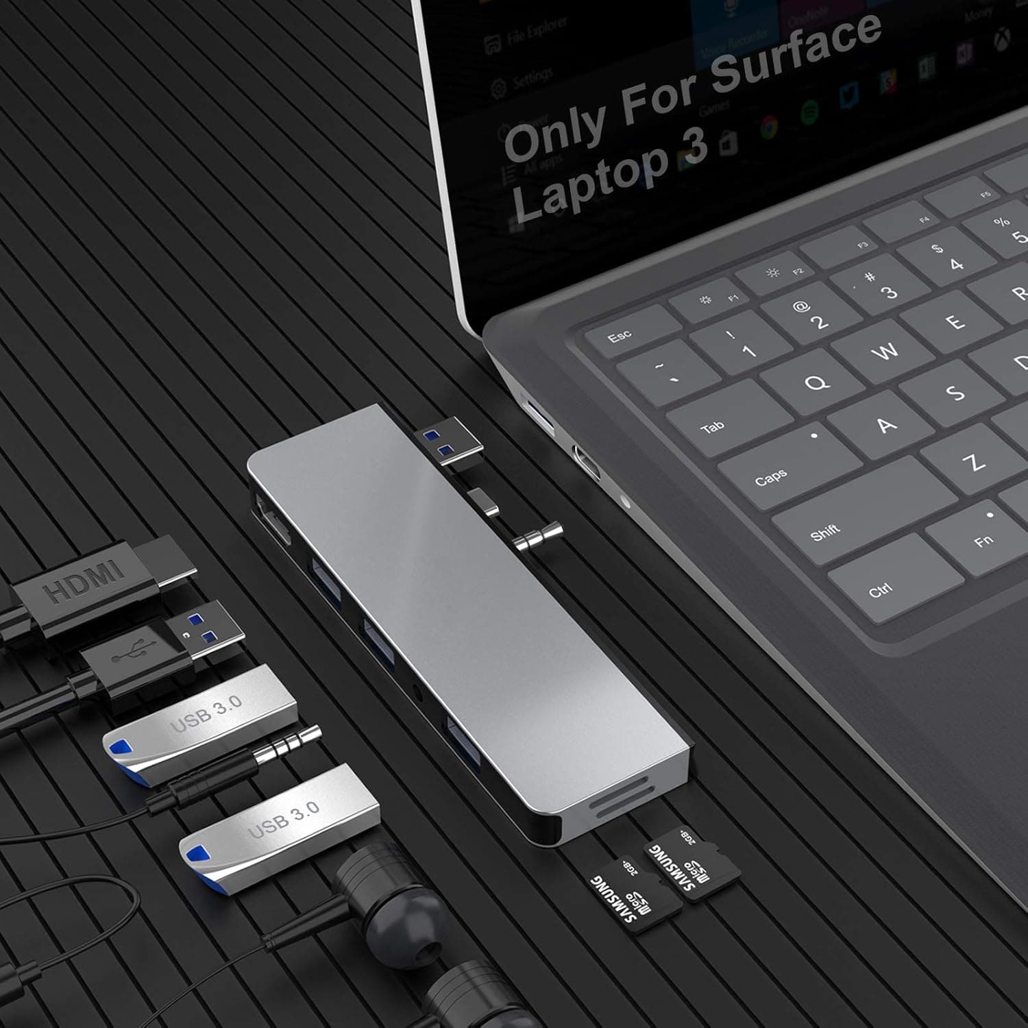 Surface Laptop 3 Docking Station,Rocketek Microsoft Surface USB 3.0 Hub Dock with 4K HDMI, 3 X USB 3.0 Ports, 2 X TF Card Reader, 3.5 Audio Port, Only Combo Docking Station for Surface Laptop 3