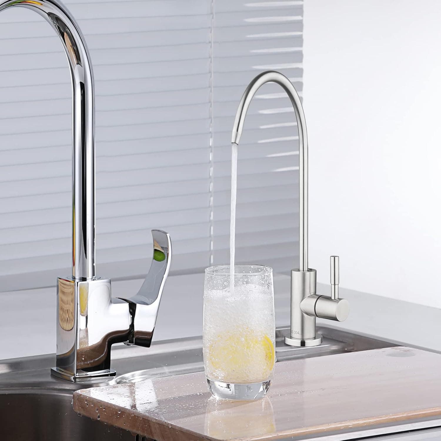 WANJINLI Drinking Water Faucet, Lead-Free Kitchen Water Filter Faucet Fits Reverse Osmosis and Water Filtration Systems in Non-Air Gap, SUS304 Stainless Steel Brushed Nickel Finish
