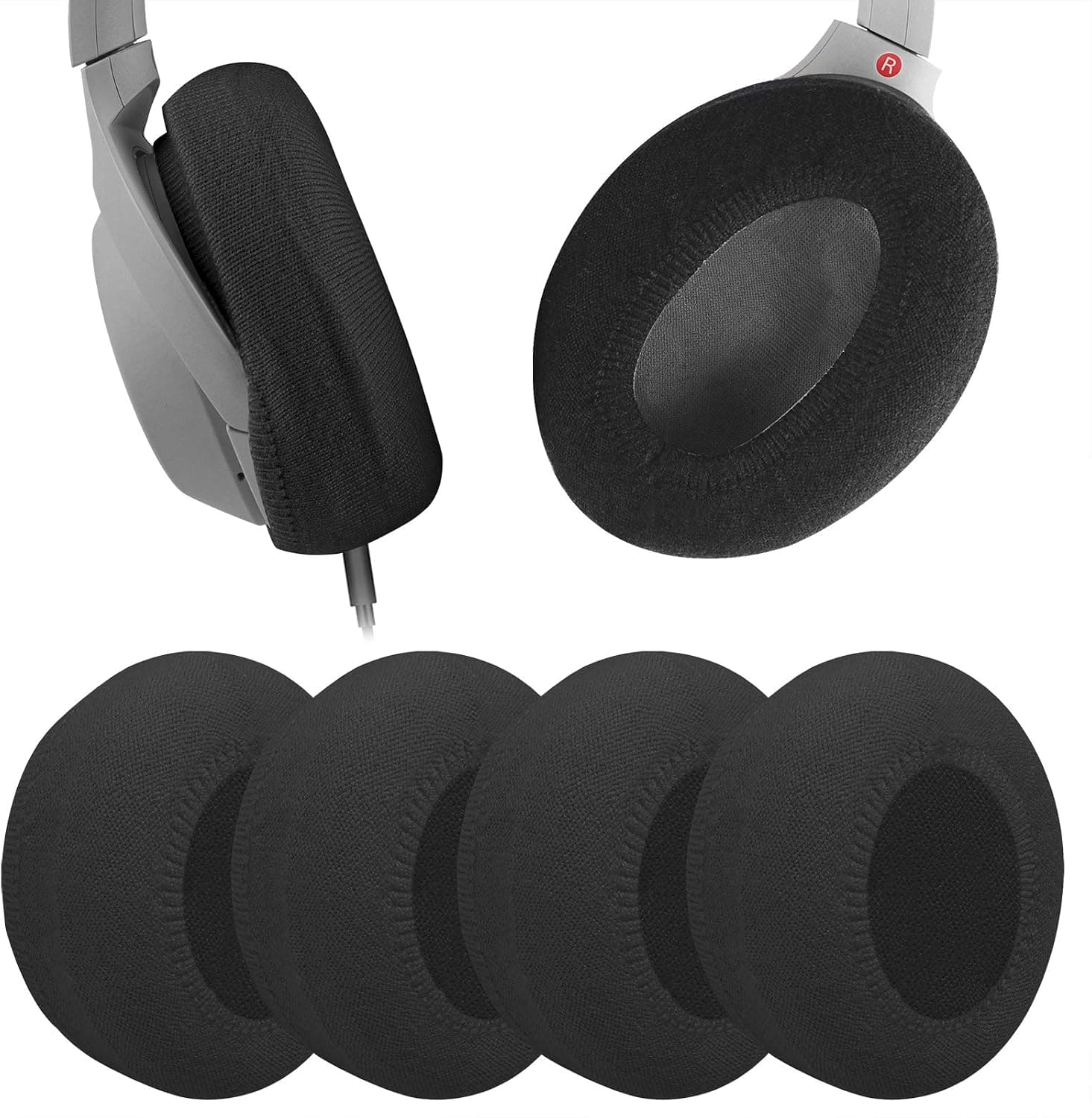 Geekria 2 Pairs Knit Headphones Ear Covers, Washable & Stretchable Sanitary Earcup Protectors for Over-Ear Headset Ear Pads, Sweat Cover for Warm & Comfort (M/Black)