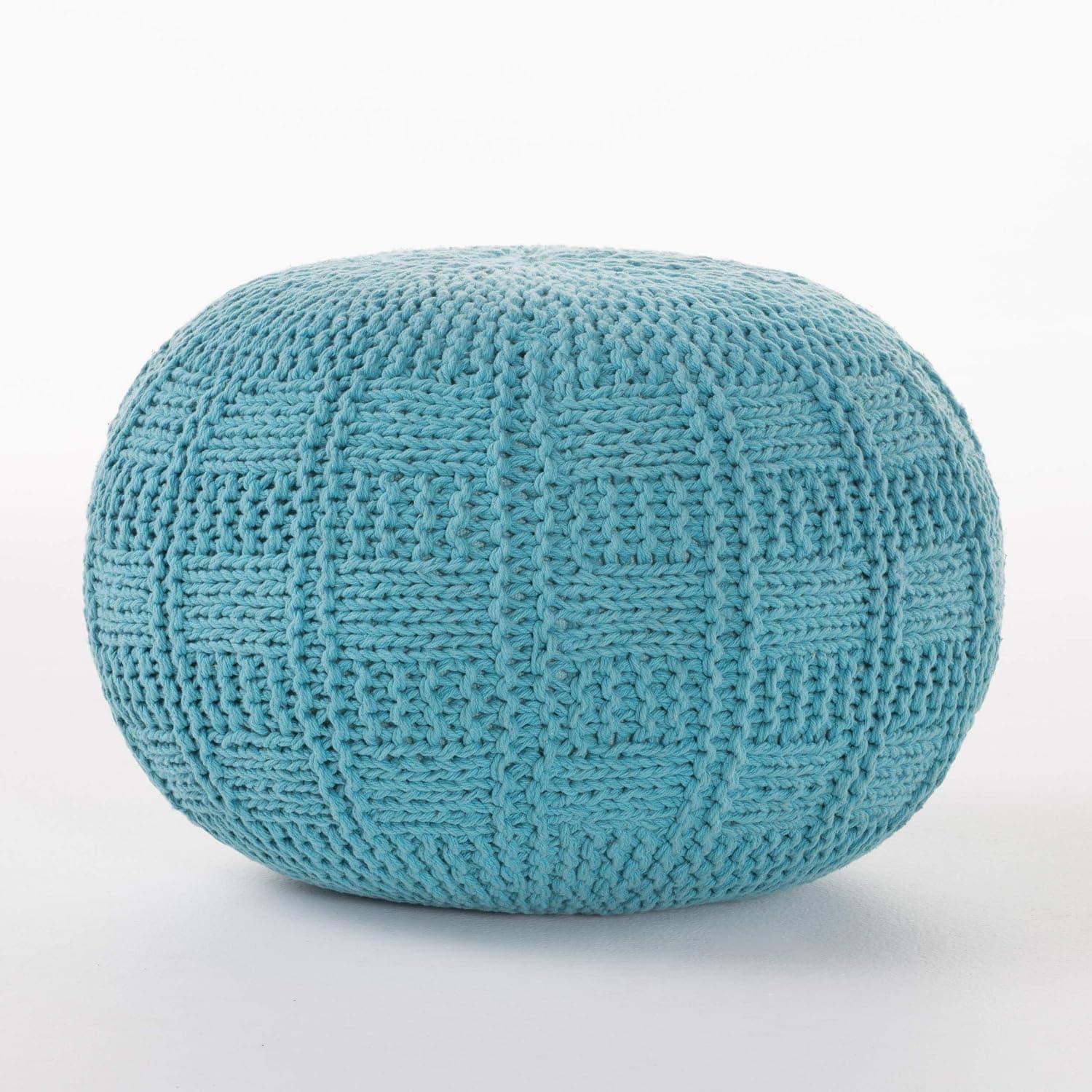 GDFStudio Valentine Hand Knit Fabric Pouf (Blue)