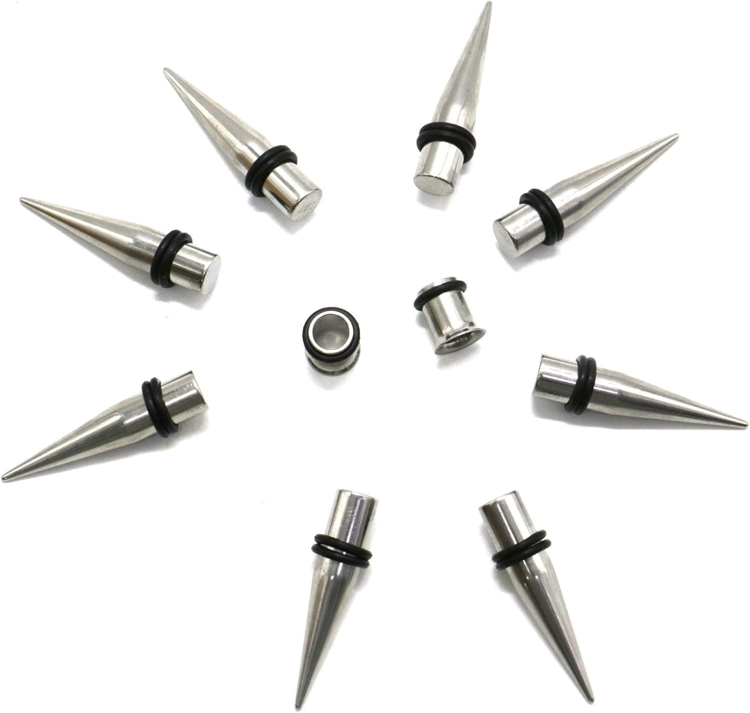 AQUEENLY 1g Taper and Plugs 4 Piece Stainless Steel Ear Stretching Kit (1 Gauge-7mm)