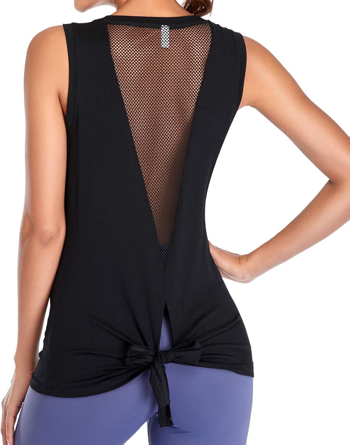 OPIBOO Women's Workout Tops Open-Back Yoga Shirts Sleeveless Breathable Mesh Athletic Gym Running Tank Tops for Women