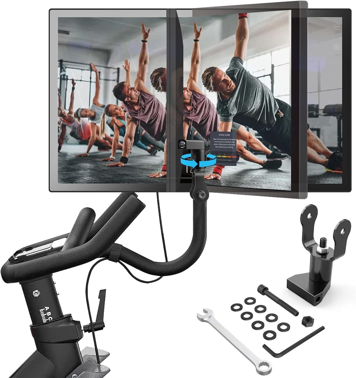 360 Degree Rotation Pivot Screen Swivel Mount for Peloton Exercise Bike - Upgraded Swivel Arm for Screen Adjust Attachment Premium Aluminum Peloton Accessories for Spin Bike (NOT for Peloton Bike+)