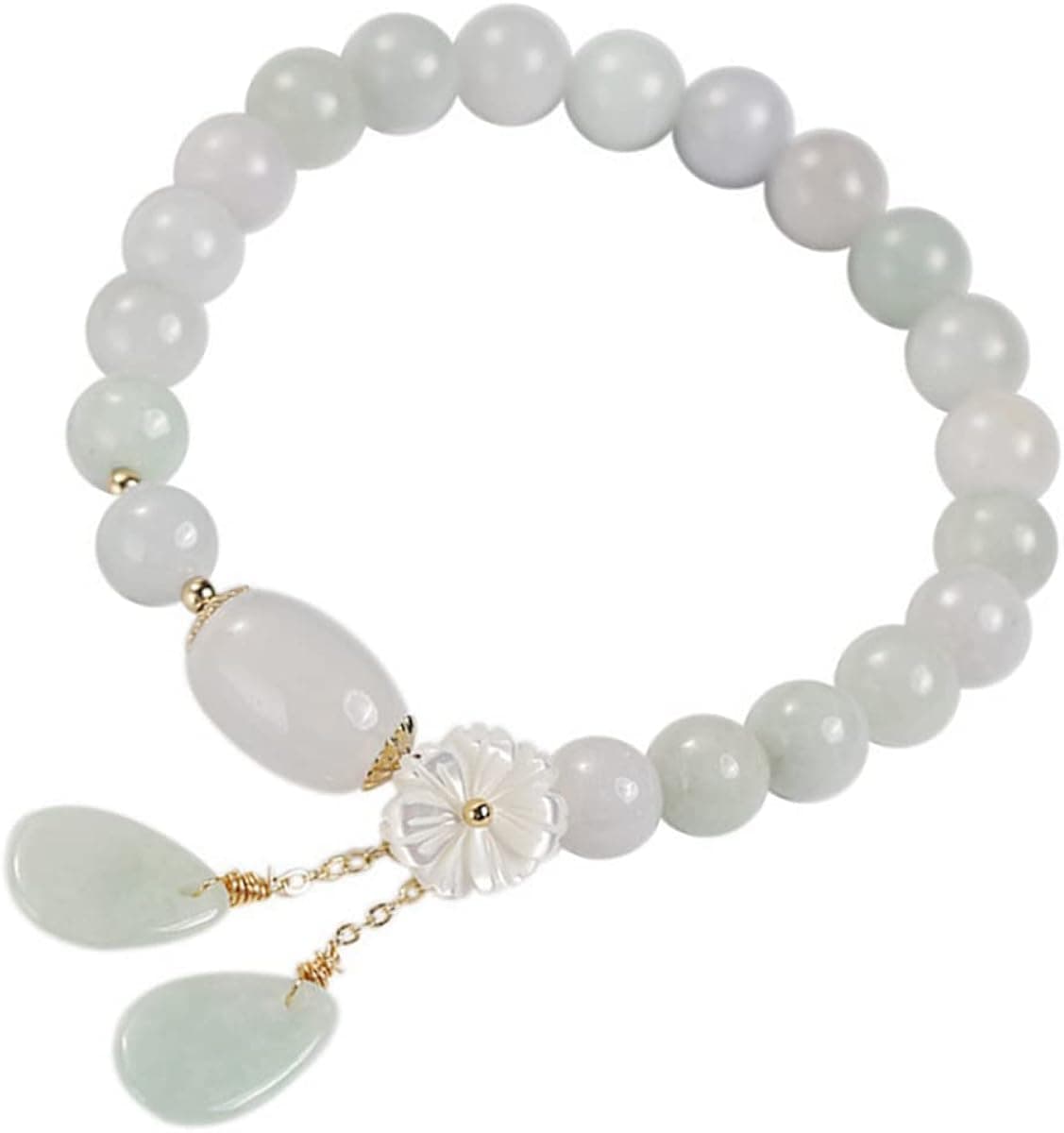 ASGIFT Natural Stone Beads Bracelet for Women Elastic Handmade Green Gemstone Beaded Bracelet Lucky Healing Crystal Chakra Bracelets Jewelry